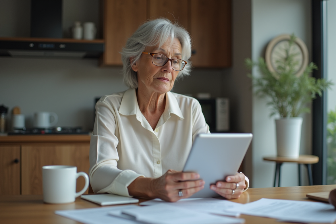 Femme d'âge moyen dans une cuisine moderne organisée