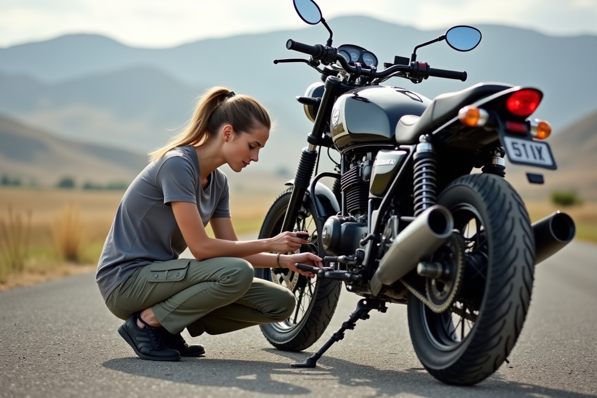 Femme vérifiant la pression d