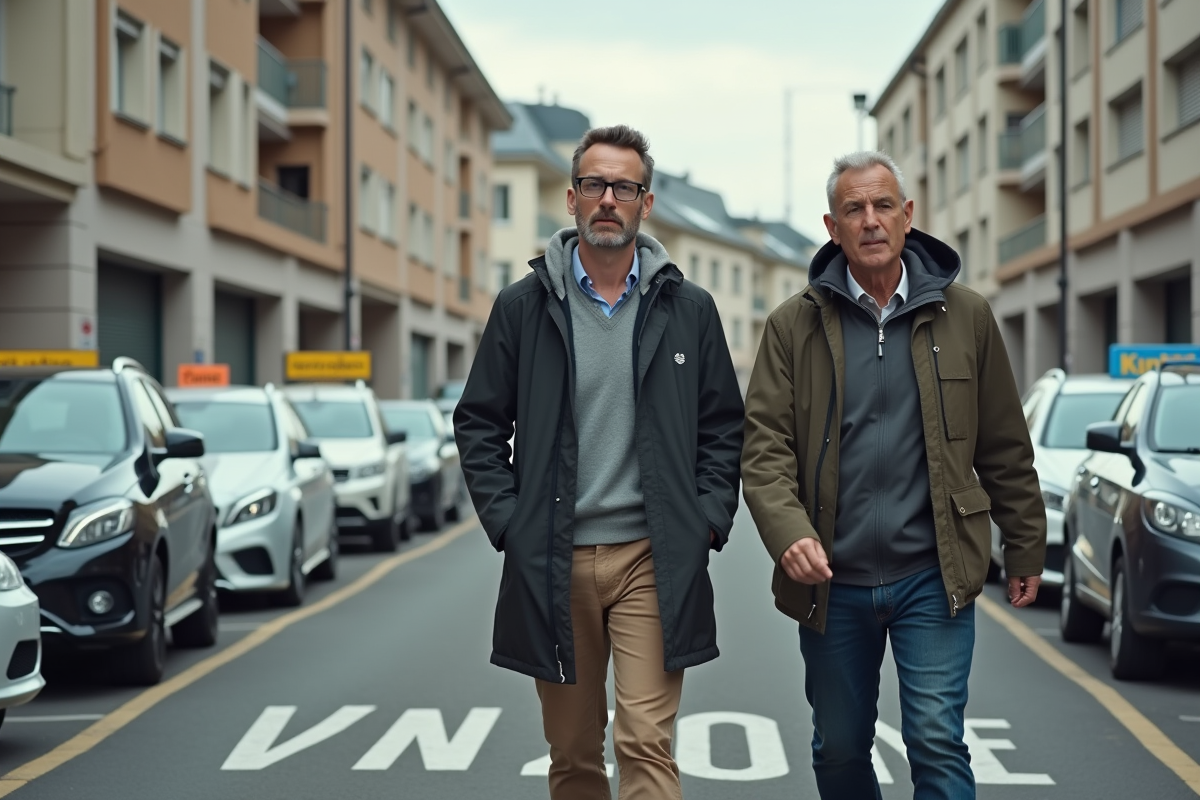 Homme avec instructeur près de voitures d