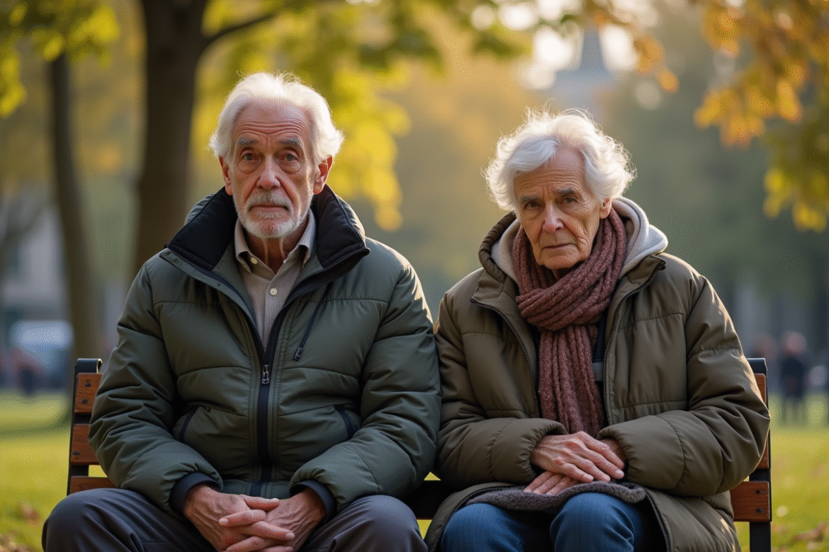 Deux personnes de différents âges assises dans un parc parisien