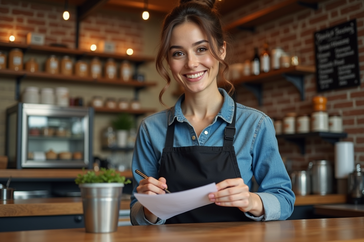 Proprietaire de restaurant vérifiant une note de livraison