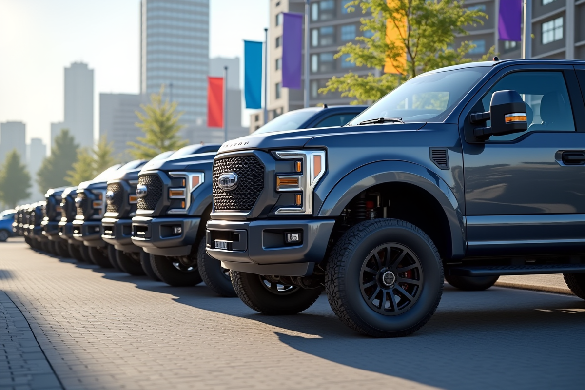 Plusieurs pick-up 4x4 d